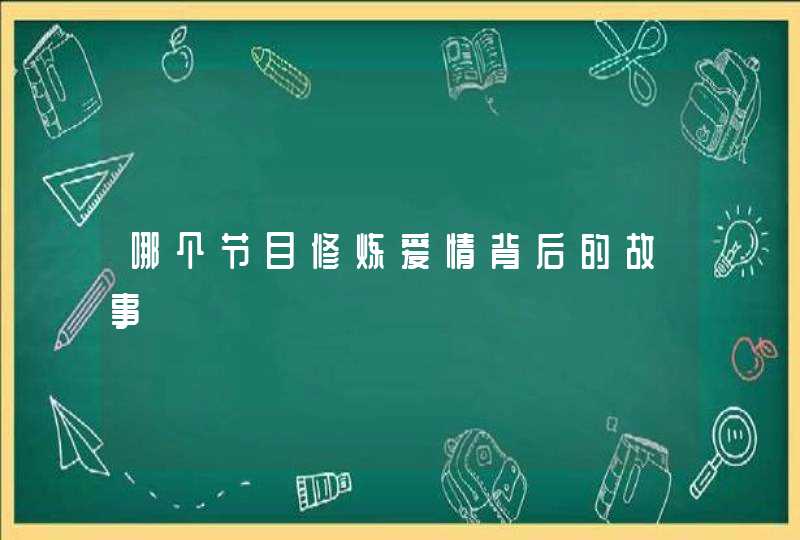 哪个节目修炼爱情背后的故事,第1张