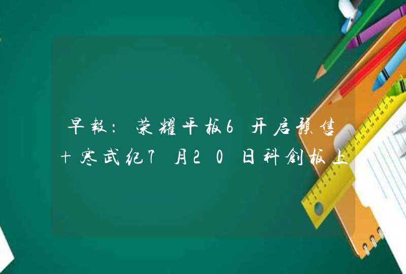 早报：荣耀平板6开启预售 寒武纪7月20日科创板上市,第1张