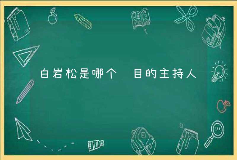 白岩松是哪个节目的主持人,第1张