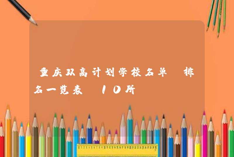 重庆双高计划学校名单及排名一览表（10所）,第1张