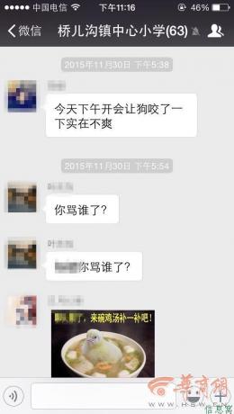 延安女教师因为在微信群里发"开会让狗咬"被停职一周处分,1.jpg,第2张