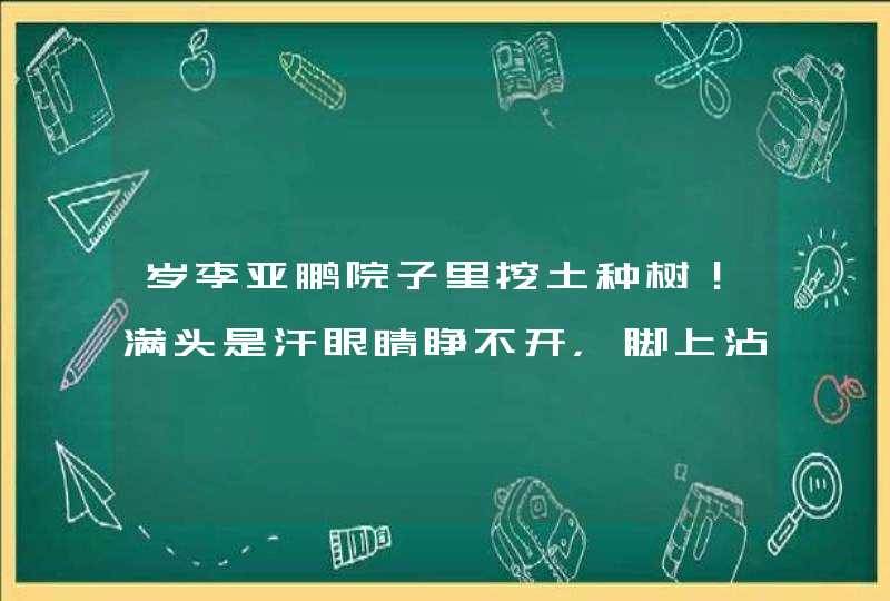 岁李亚鹏院子里挖土种树！满头是汗眼睛睁不开，脚上沾泥接地气,第1张