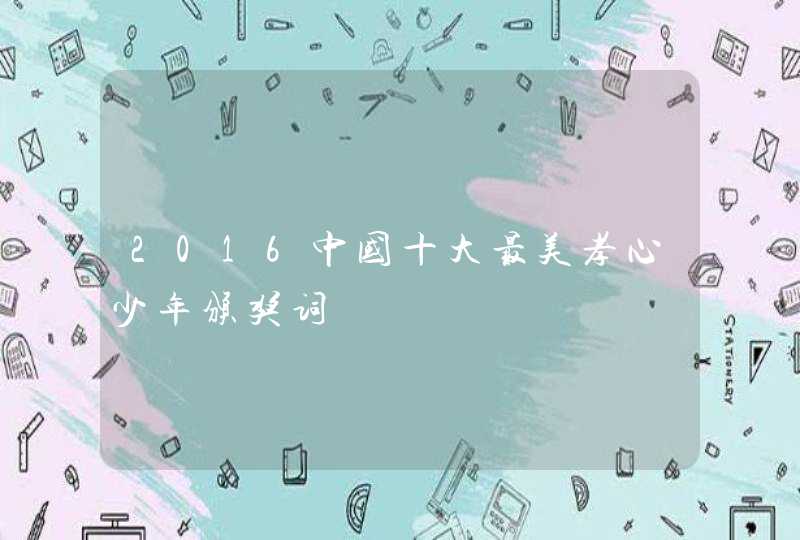 2016中国十大最美孝心少年颁奖词,第1张